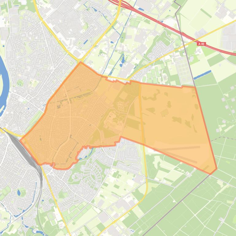 Kaart van de wijk Venlo-Oost-Noord.