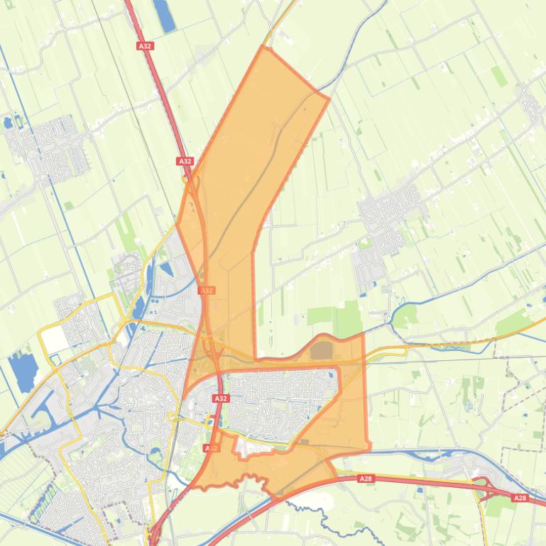 Kaart van de wijk Verspreid gebied Meppel.