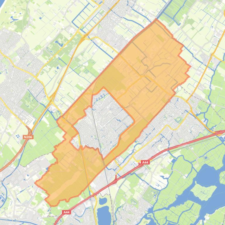 Kaart van de wijk Voorhout Buiten.