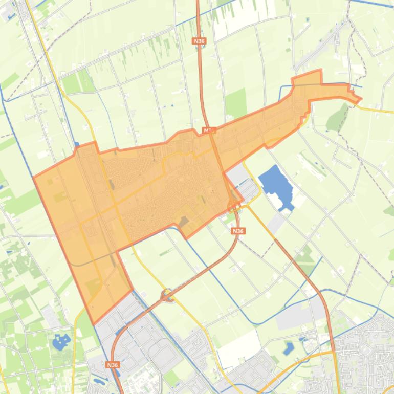 Kaart van de wijk Vriezenveen (kern).