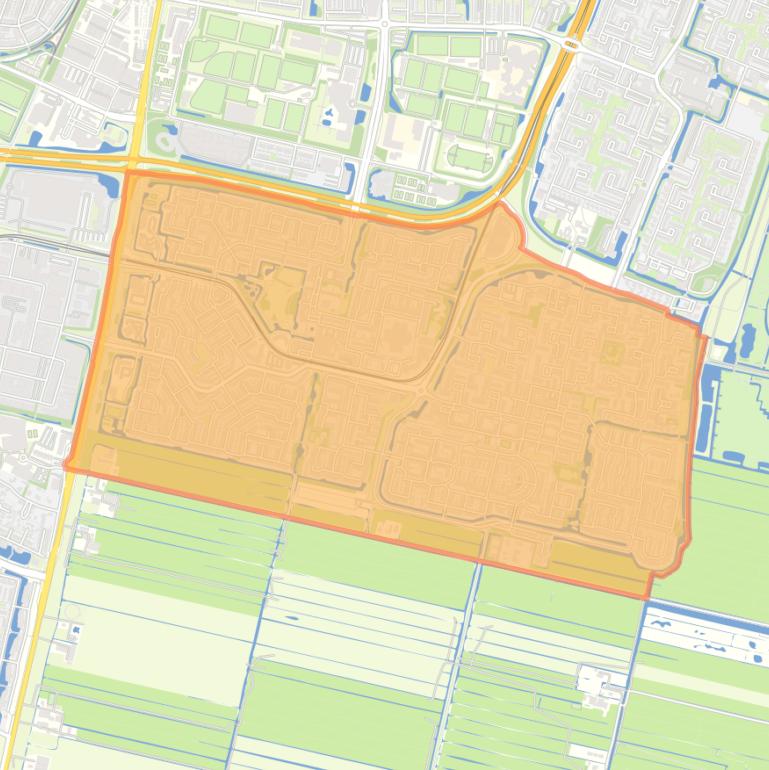 Kaart van de wijk Waardhuizen Middenhoven.