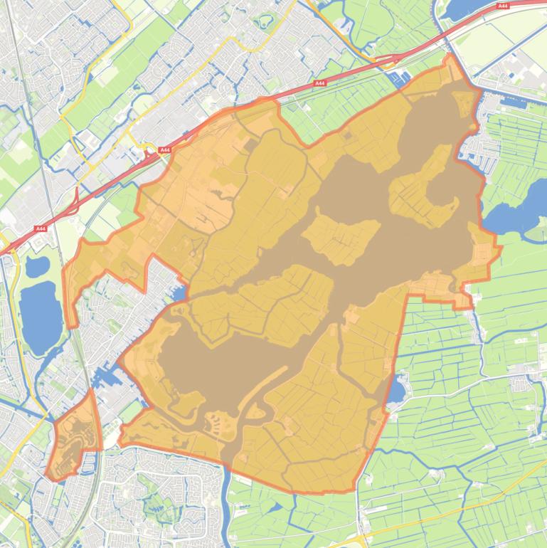Kaart van de wijk Warmond buiten.
