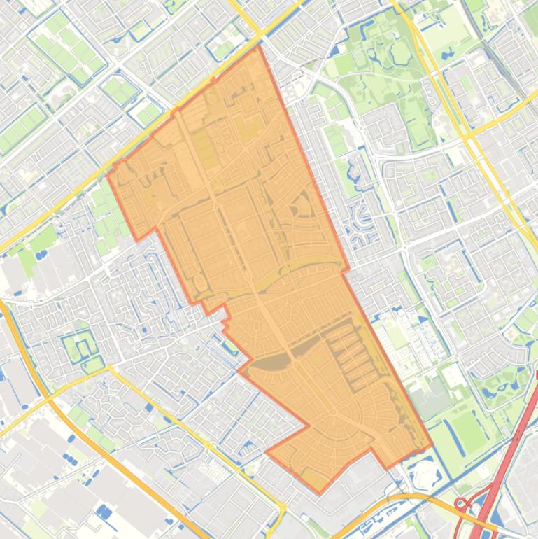 Kaart van de wijk Wateringse Veld.