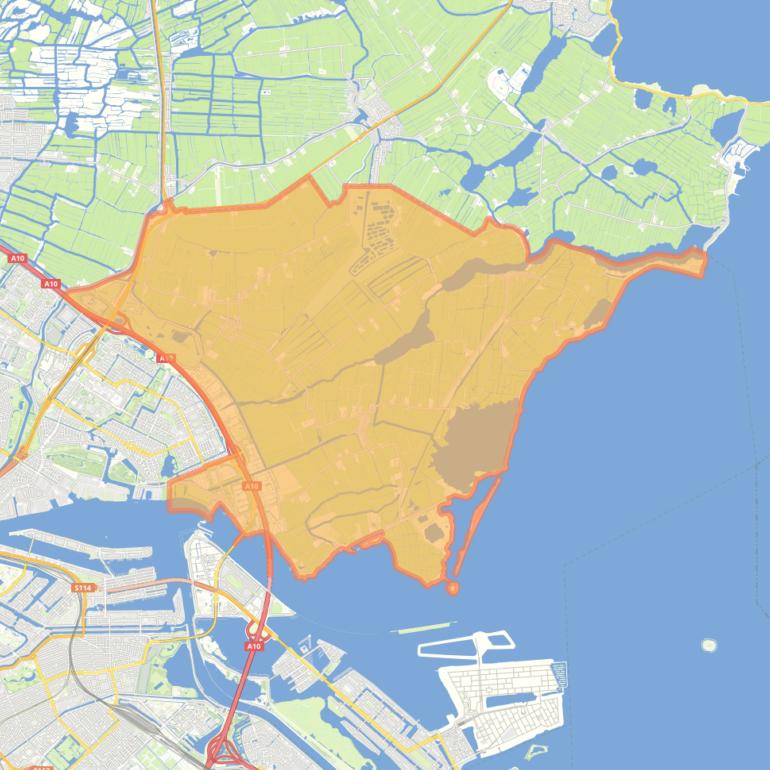 Kaart van de wijk Waterland.