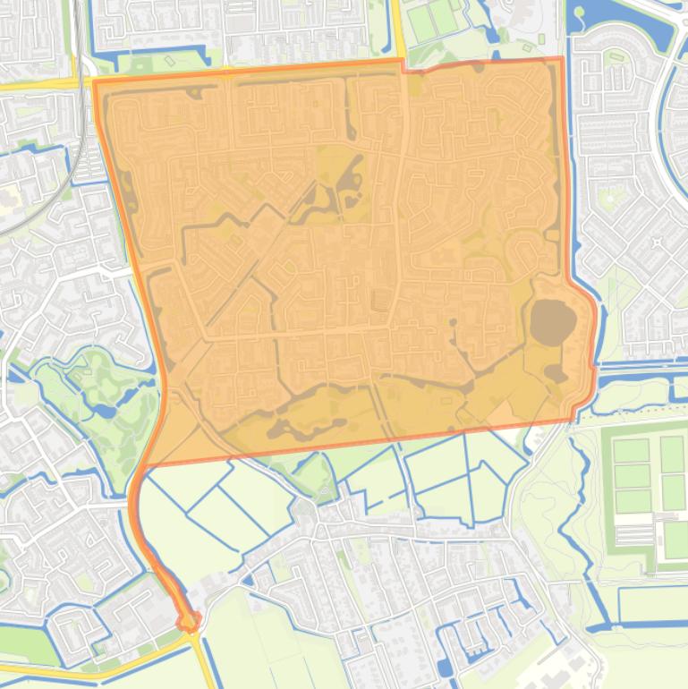 Kaart van de wijk Waterland.