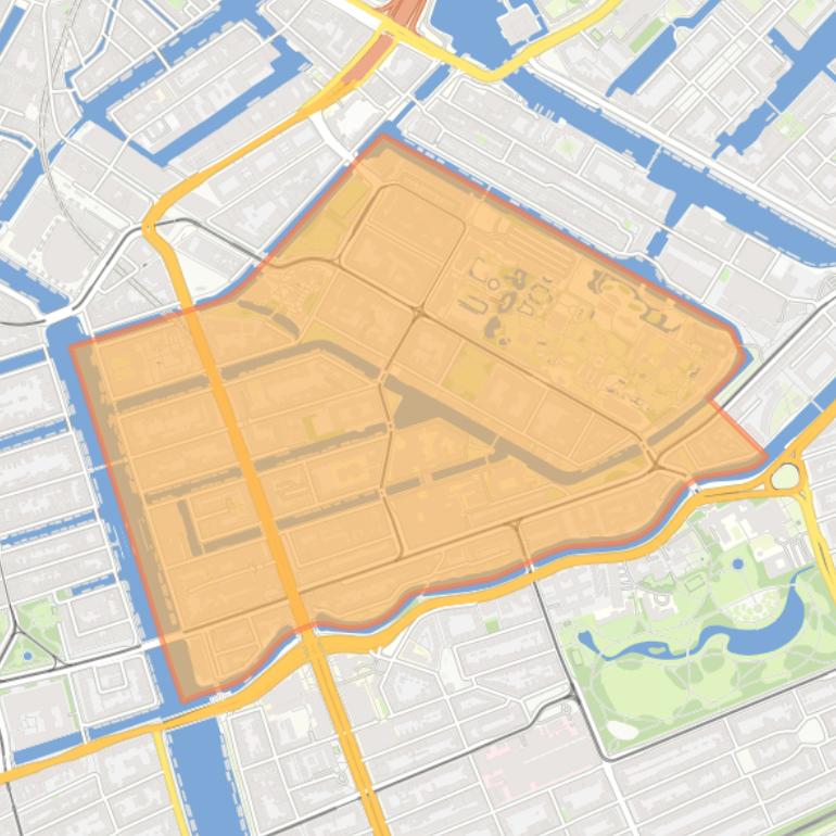 Kaart van de wijk Weesperbuurt/Plantage.
