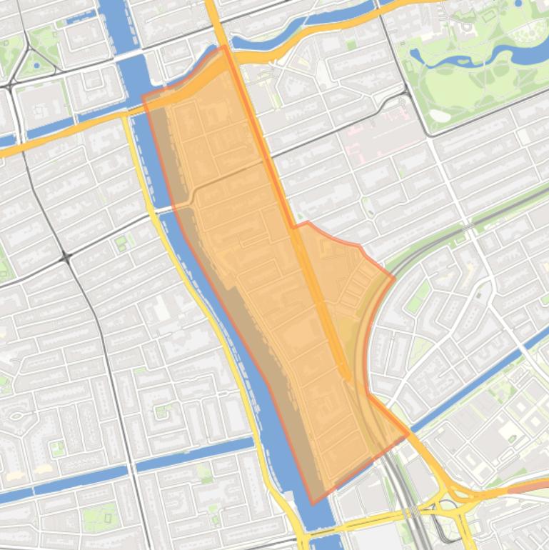 Kaart van de wijk Weesperzijde.