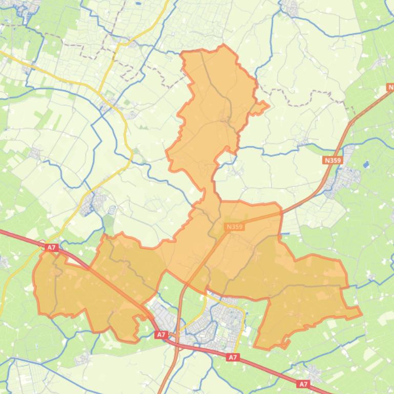 Kaart van de wijk Weidestreek Oost.