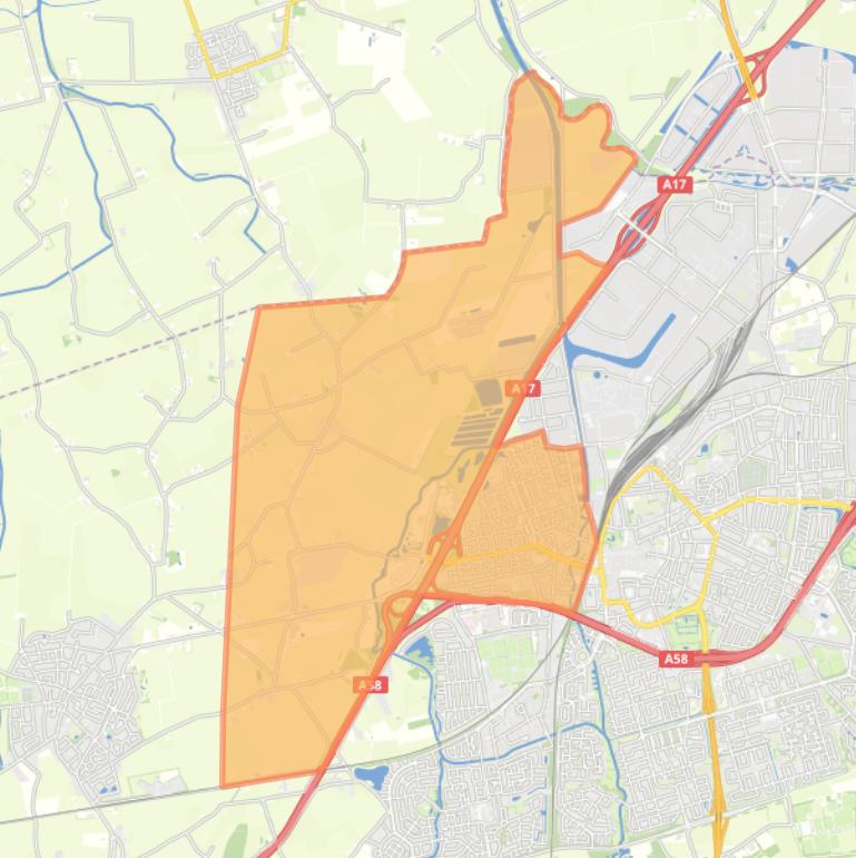 Kaart van de wijk West.