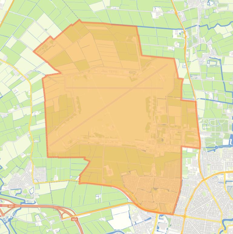 Kaart van de wijk Westeinde en omgeving.