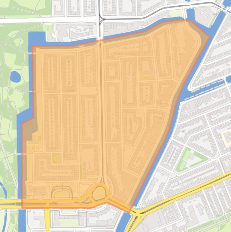 Kaart van de wijk Westindische Buurt.