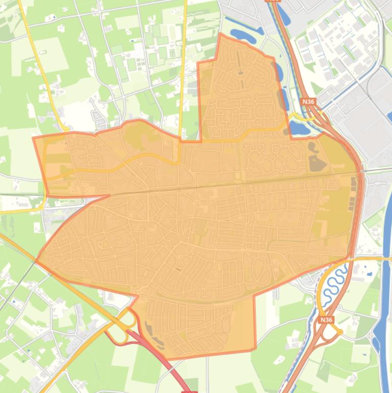 Kaart van de wijk Wierden (kern).