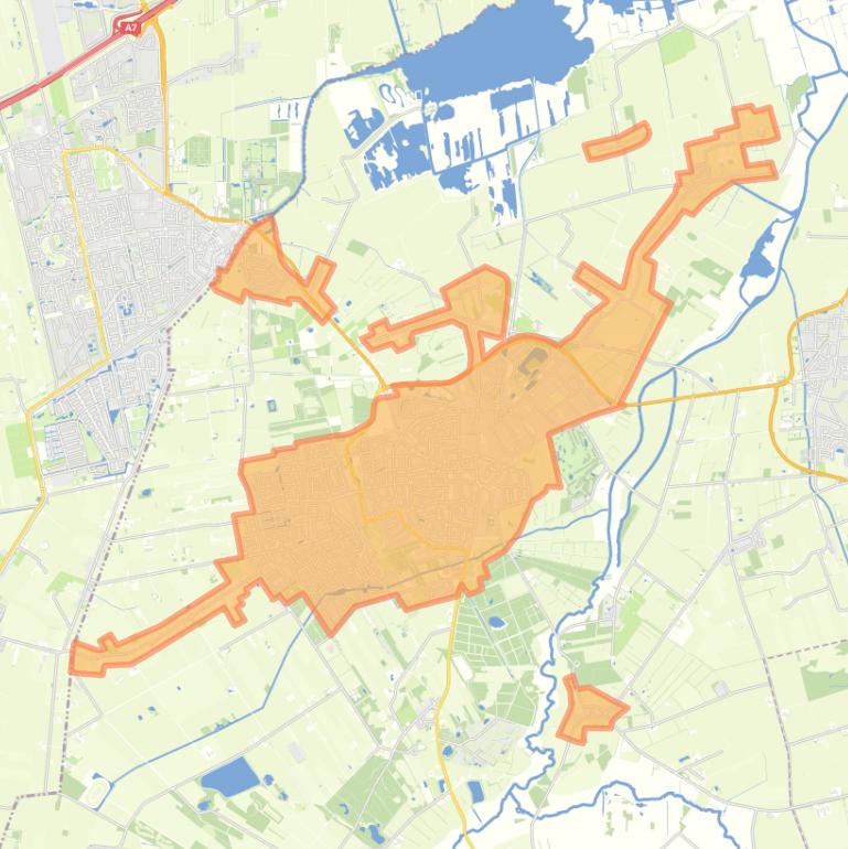 Kaart van de wijk Roden.