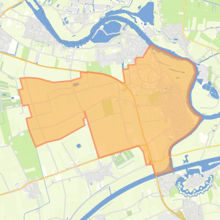 Kaart van de wijk Wijk en Aalburg.