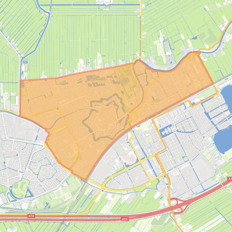 Kaart van de wijk Woerden-Midden.