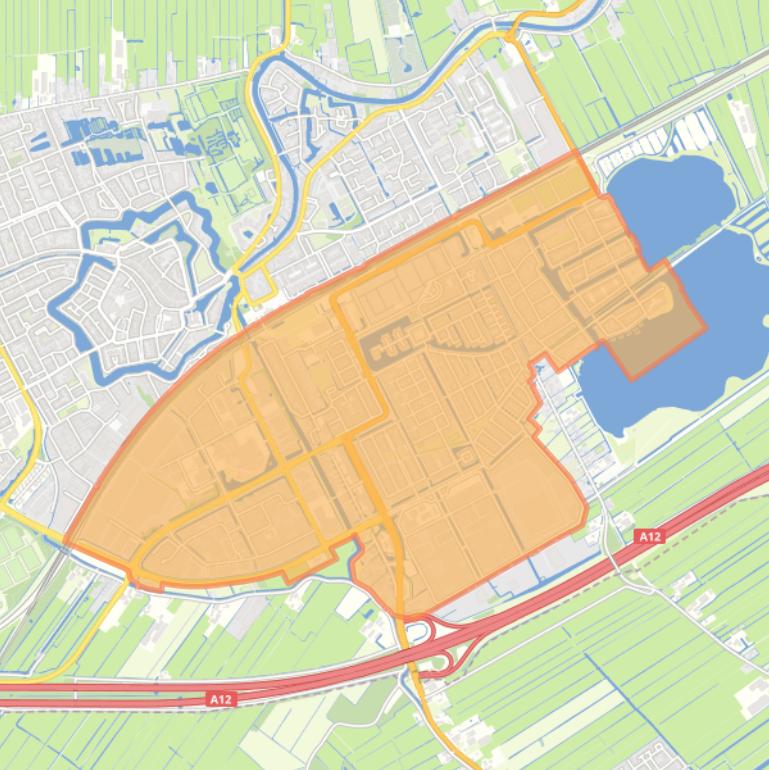 Kaart van de wijk Woerden-Oost.