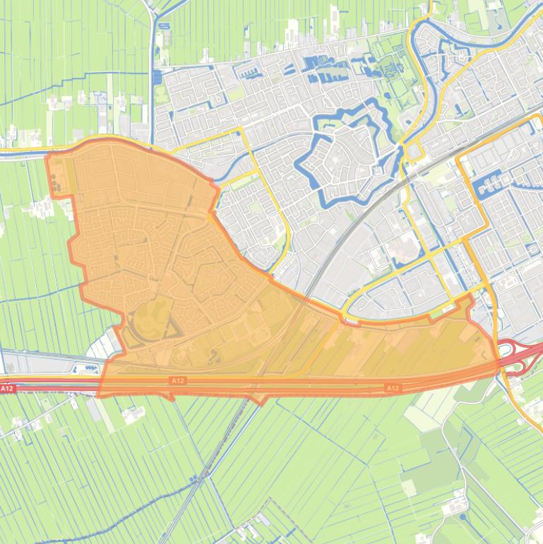 Kaart van de wijk Woerden-West.