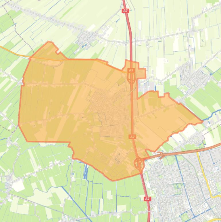 Kaart van de wijk Wognum.