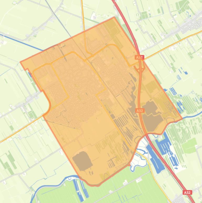 Kaart van de wijk Wolvega.