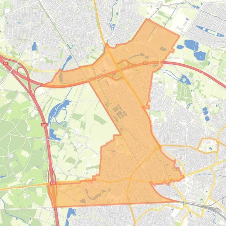 Kaart van de wijk Woolde.