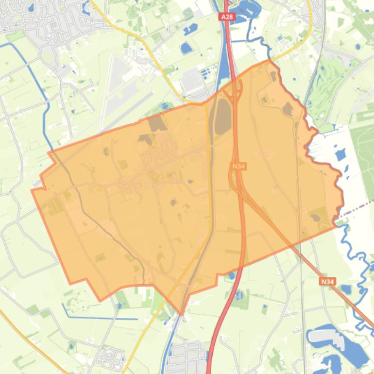 Kaart van de wijk Yde.