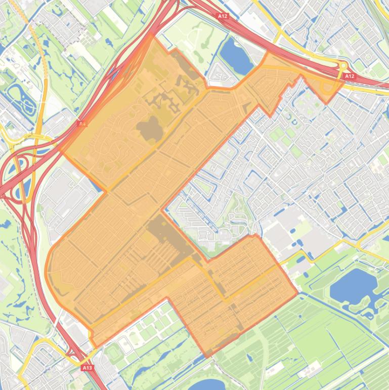 Kaart van de wijk Ypenburg.