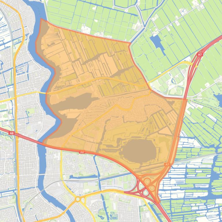 Kaart van de wijk Zaandam Noord.
