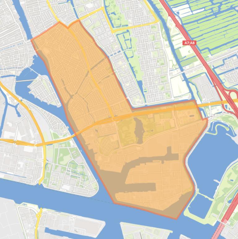 Kaart van de wijk Zaandam Zuid.