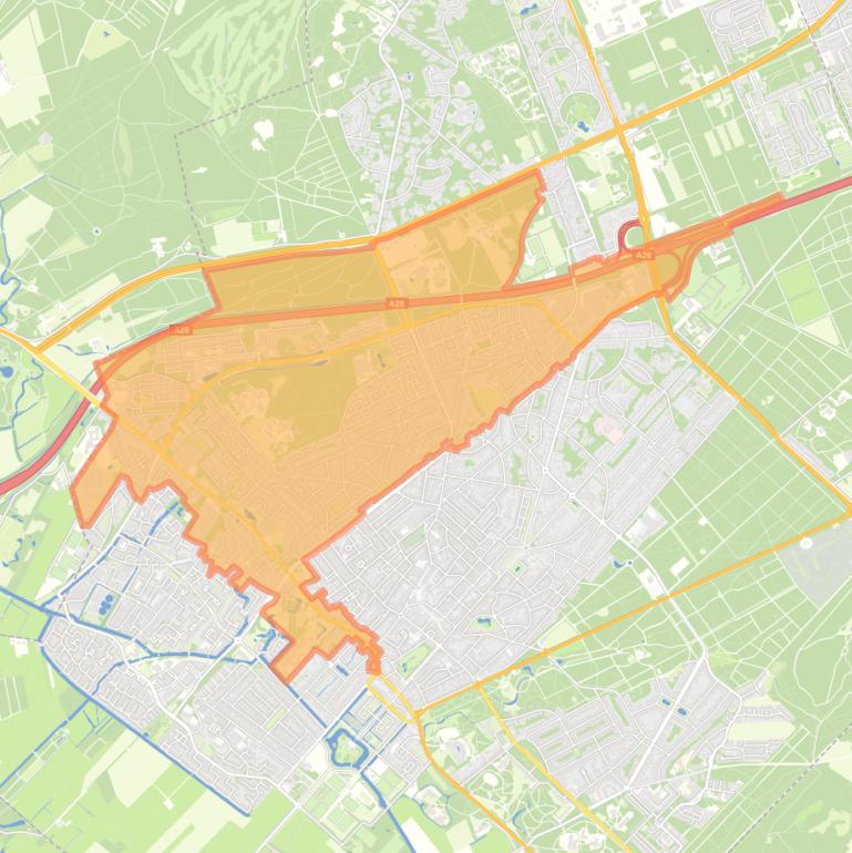 Kaart van de wijk Zeist-Noord.