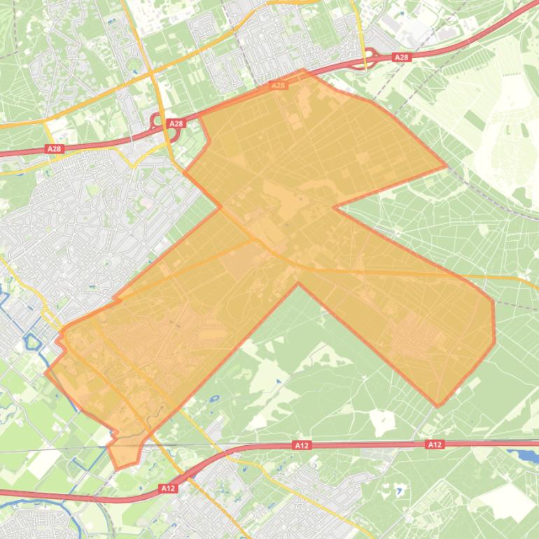 Kaart van de wijk Zeist-Oost.