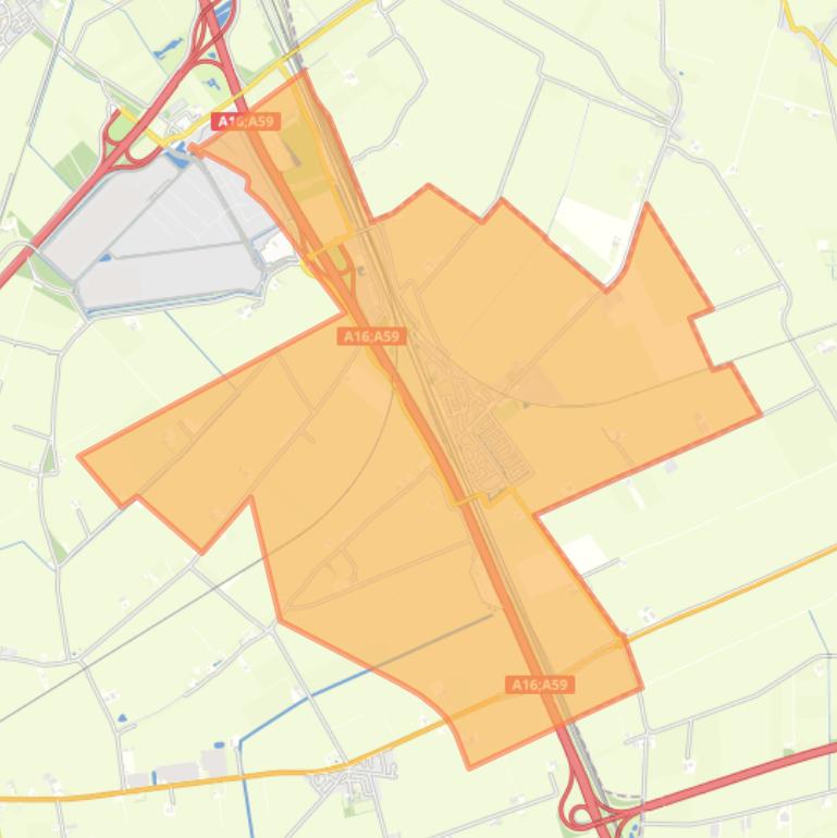 Kaart van de wijk Zevenbergschen Hoek.