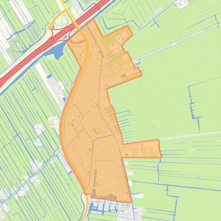 Kaart van de wijk Zoeterwoude-Dorp.