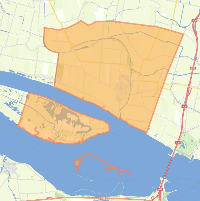 Kaart van de wijk Zuid-Beijerland.