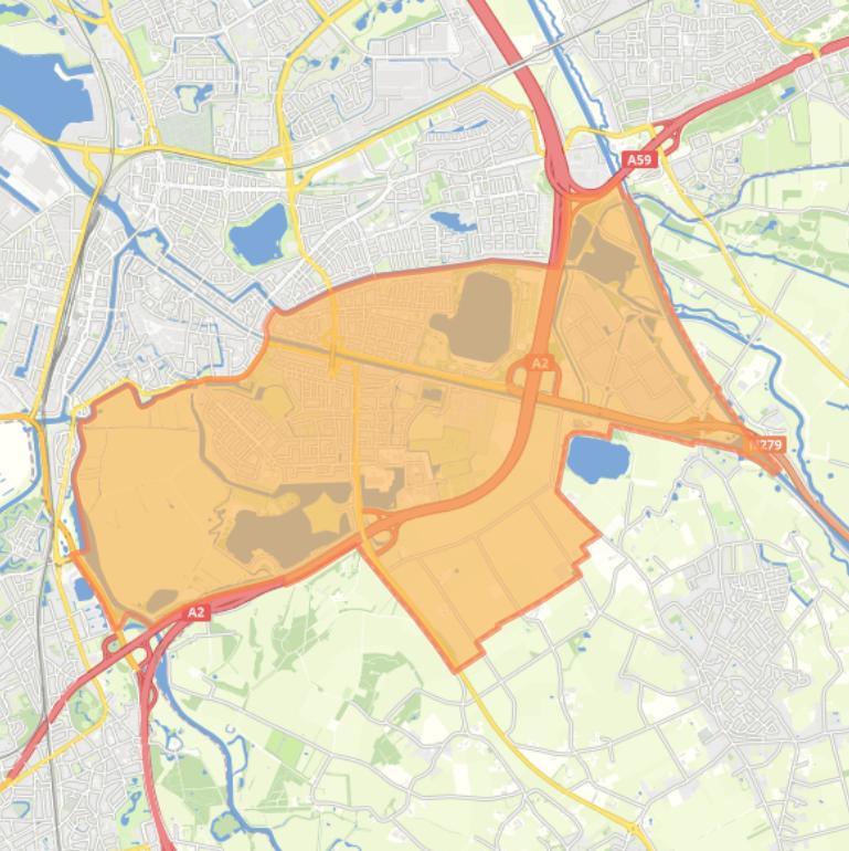 Kaart van de wijk Zuidoost.