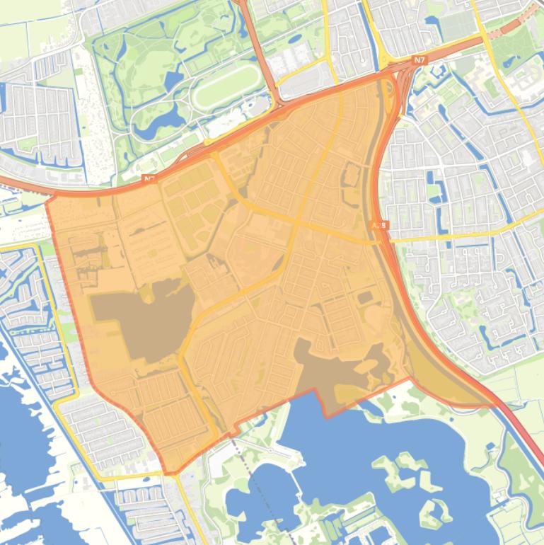 Kaart van de wijk Zuidwest.