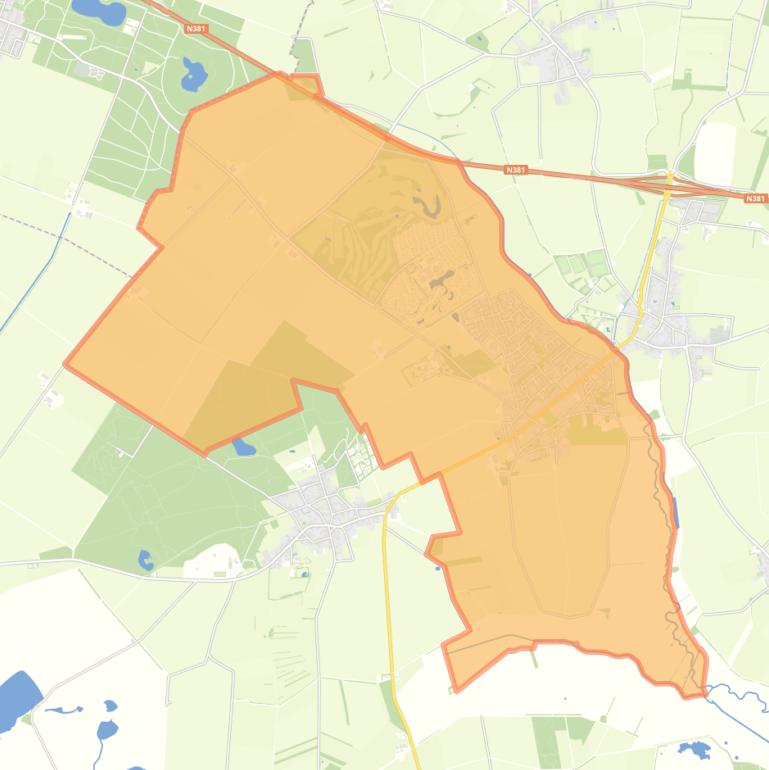 Kaart van de woonplaats Aalden.