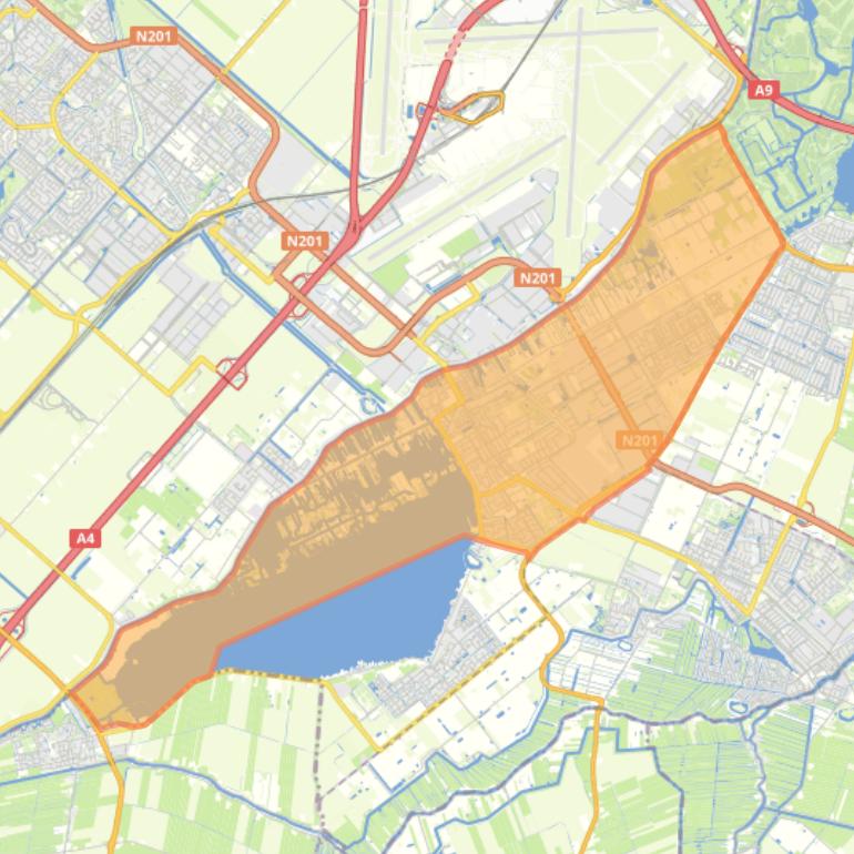 Kaart van de woonplaats Aalsmeer.