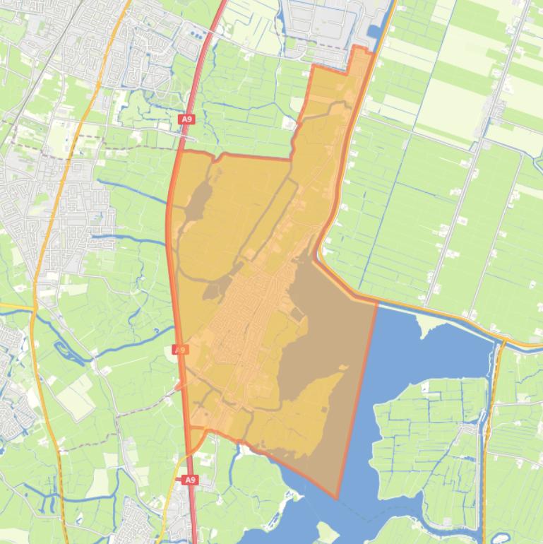 Kaart van de woonplaats Akersloot.