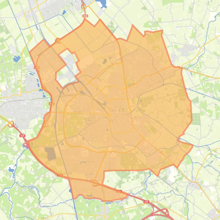 Kaart van de woonplaats Almelo.