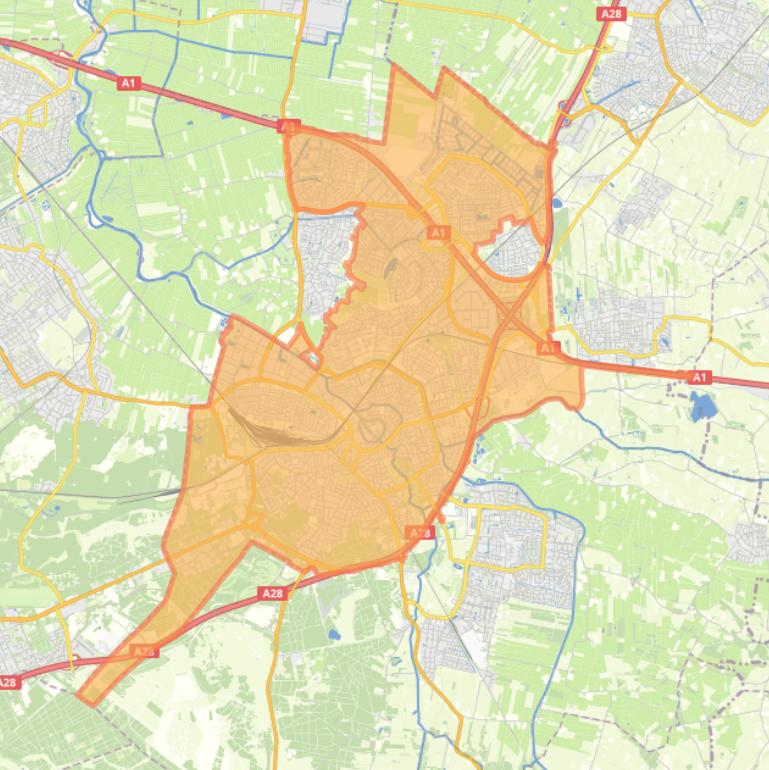 Kaart van de woonplaats Amersfoort.