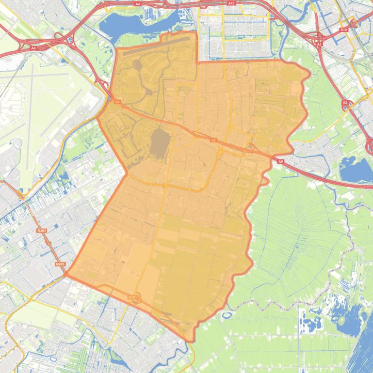 Kaart van de woonplaats Amstelveen.