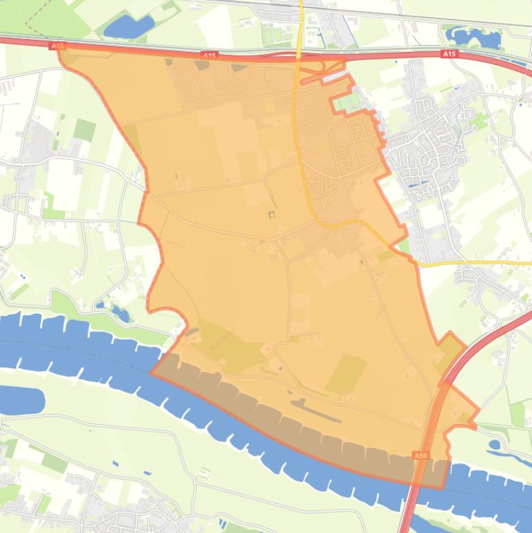 Kaart van de woonplaats Andelst.