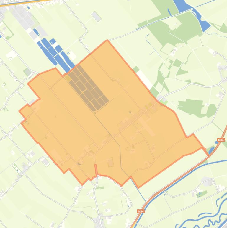 Kaart van de woonplaats Anerveen.