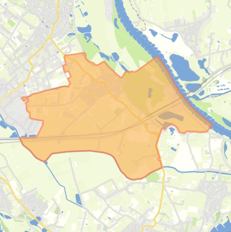 Kaart van de woonplaats Angeren.