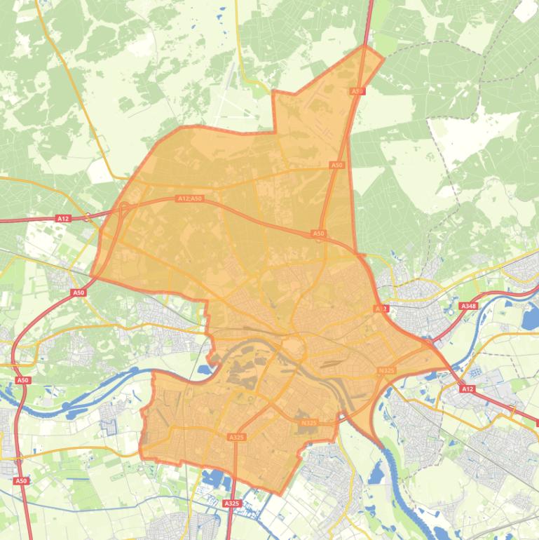 Kaart van de woonplaats Arnhem.