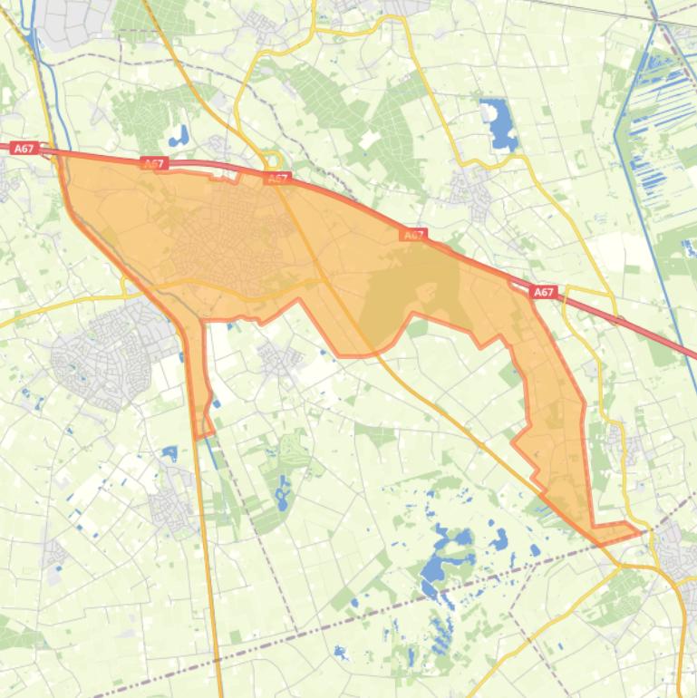 Kaart van de woonplaats Asten.