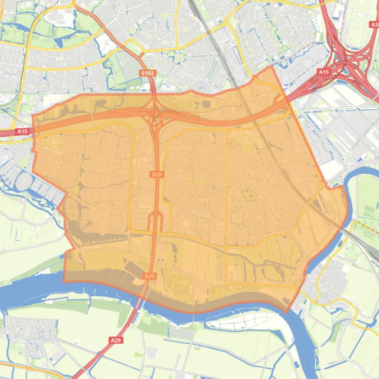 Kaart van de woonplaats Barendrecht.