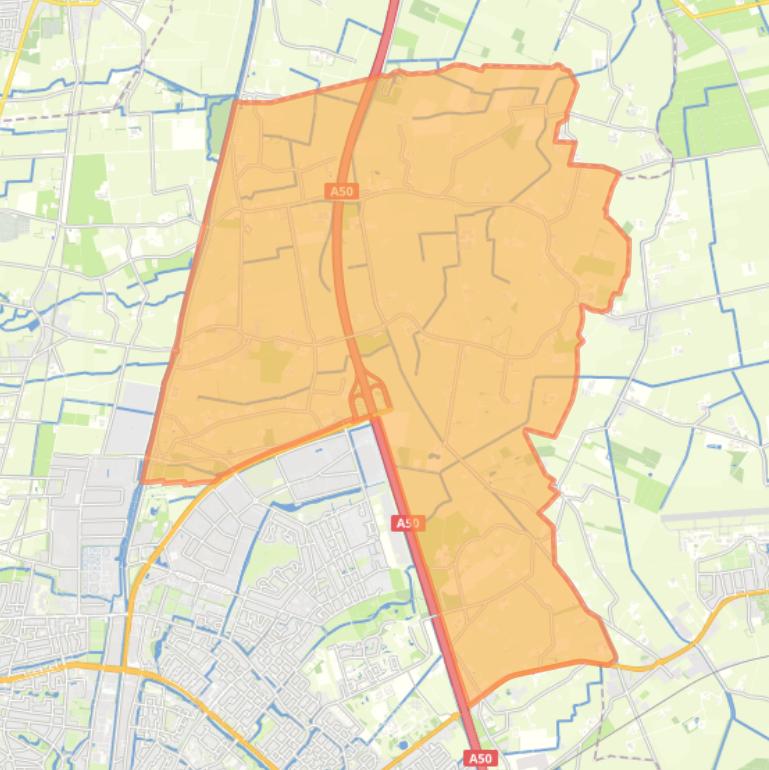 Kaart van de woonplaats Beemte Broekland.