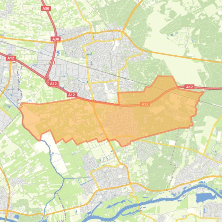 Kaart van de woonplaats Bennekom.