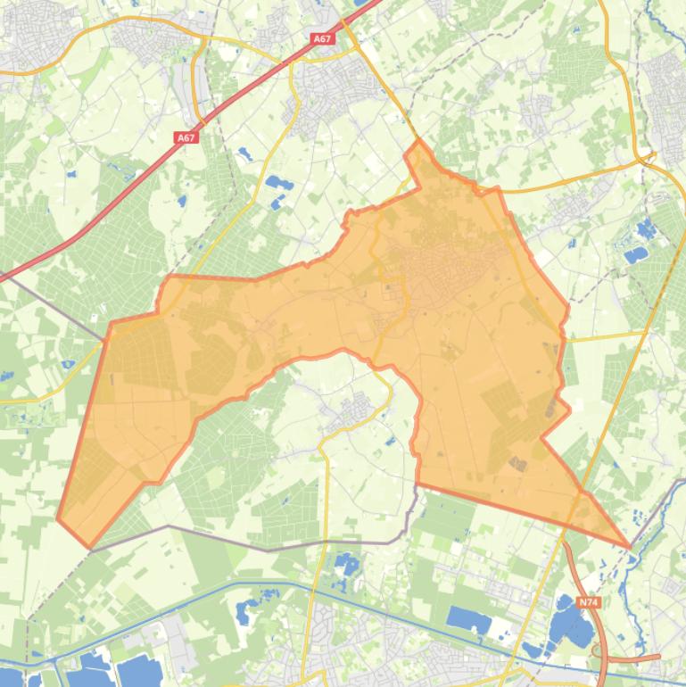 Kaart van de woonplaats Bergeijk.